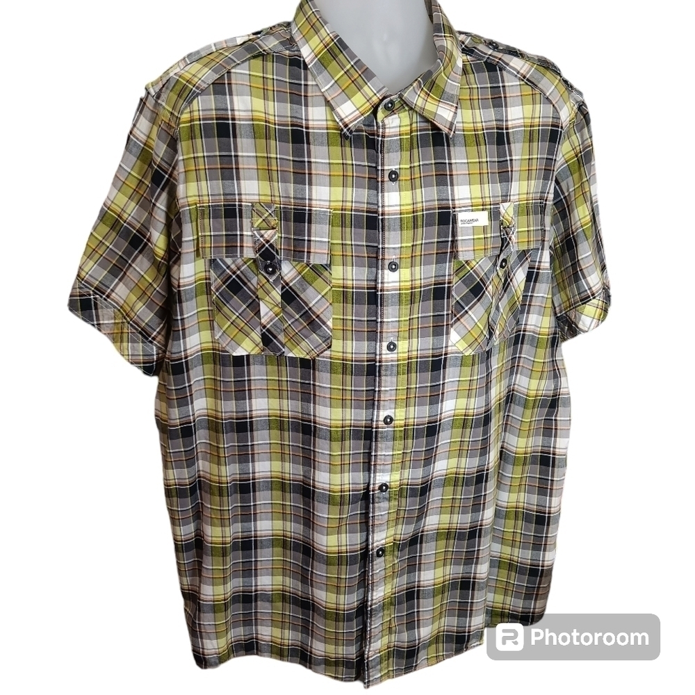 Rocawear Denim Company Multicolor Plaid Short Sleeve Button Up Shirt  Sz 3XL